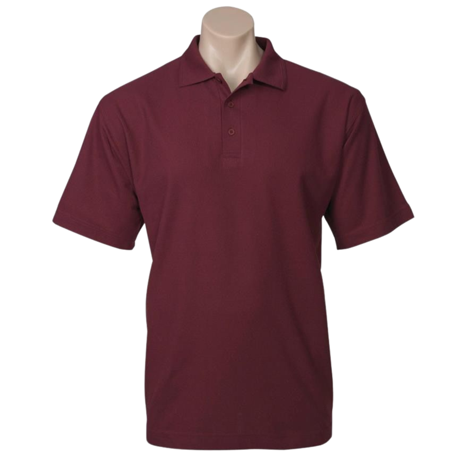 Mens Polo Top Shirt Plain Casual Short Sleeve Pique Knit Basic UPF Rated T-Shirt - Burgundy - L V563-BR-PSHRT-BRGNDY-L