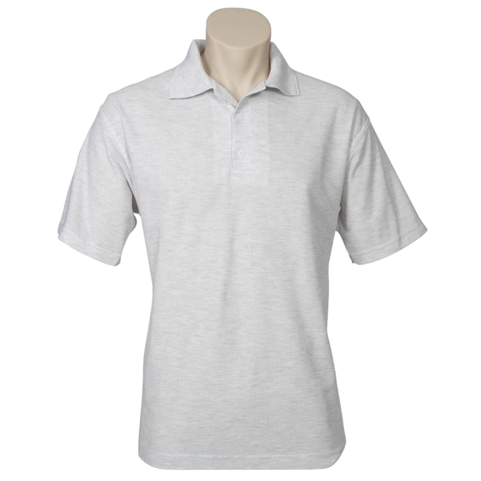 Mens Polo Top Shirt Plain Casual Short Sleeve Pique Knit Basic UPF Rated T-Shirt - Snow Marle (Grey) - L V563-BR-PSHRT-SNWMARLE_GRY-L