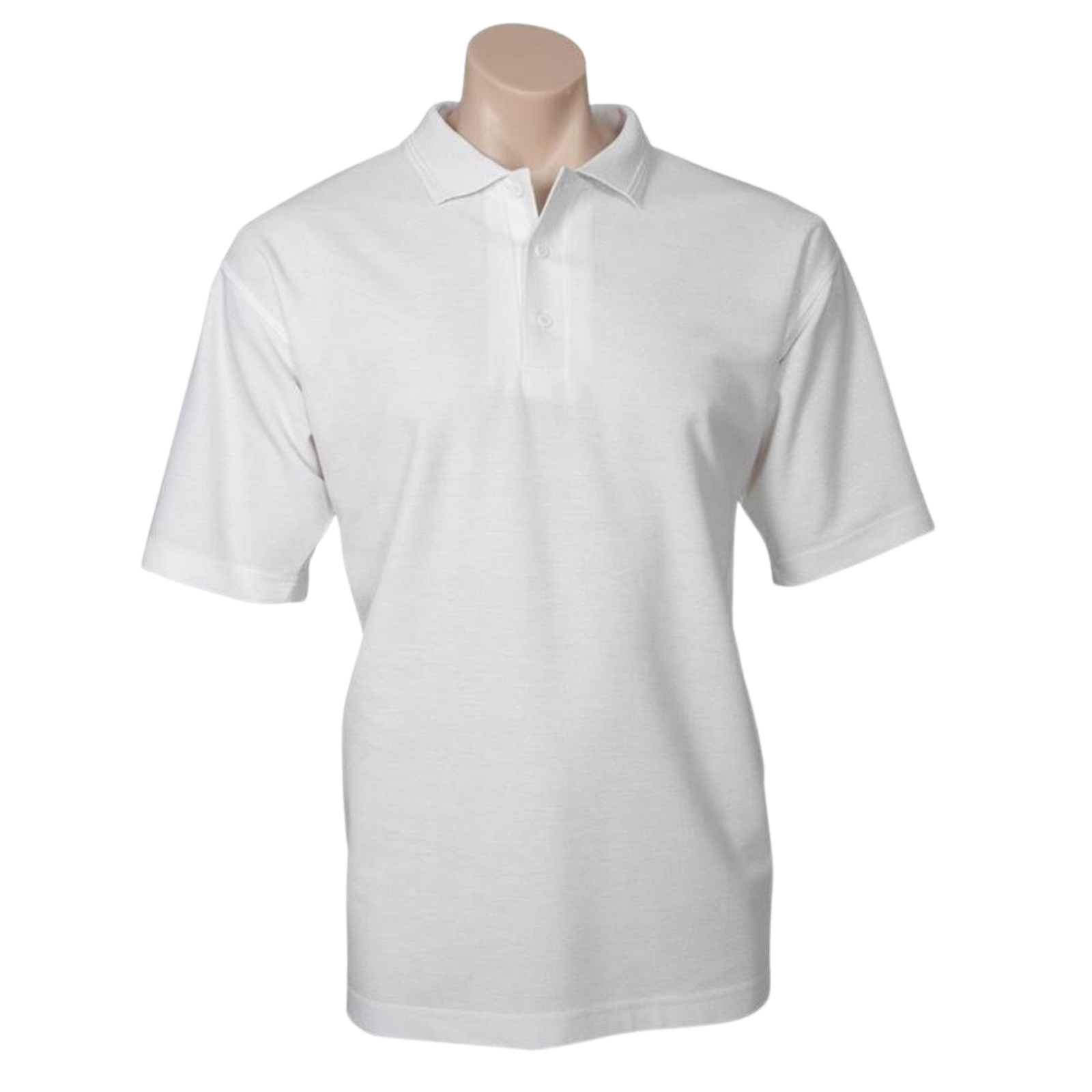 Mens Polo Top Shirt Plain Casual Short Sleeve Pique Knit Basic UPF Rated T-Shirt - White - M V563-BR-PSHRT-WHT-M