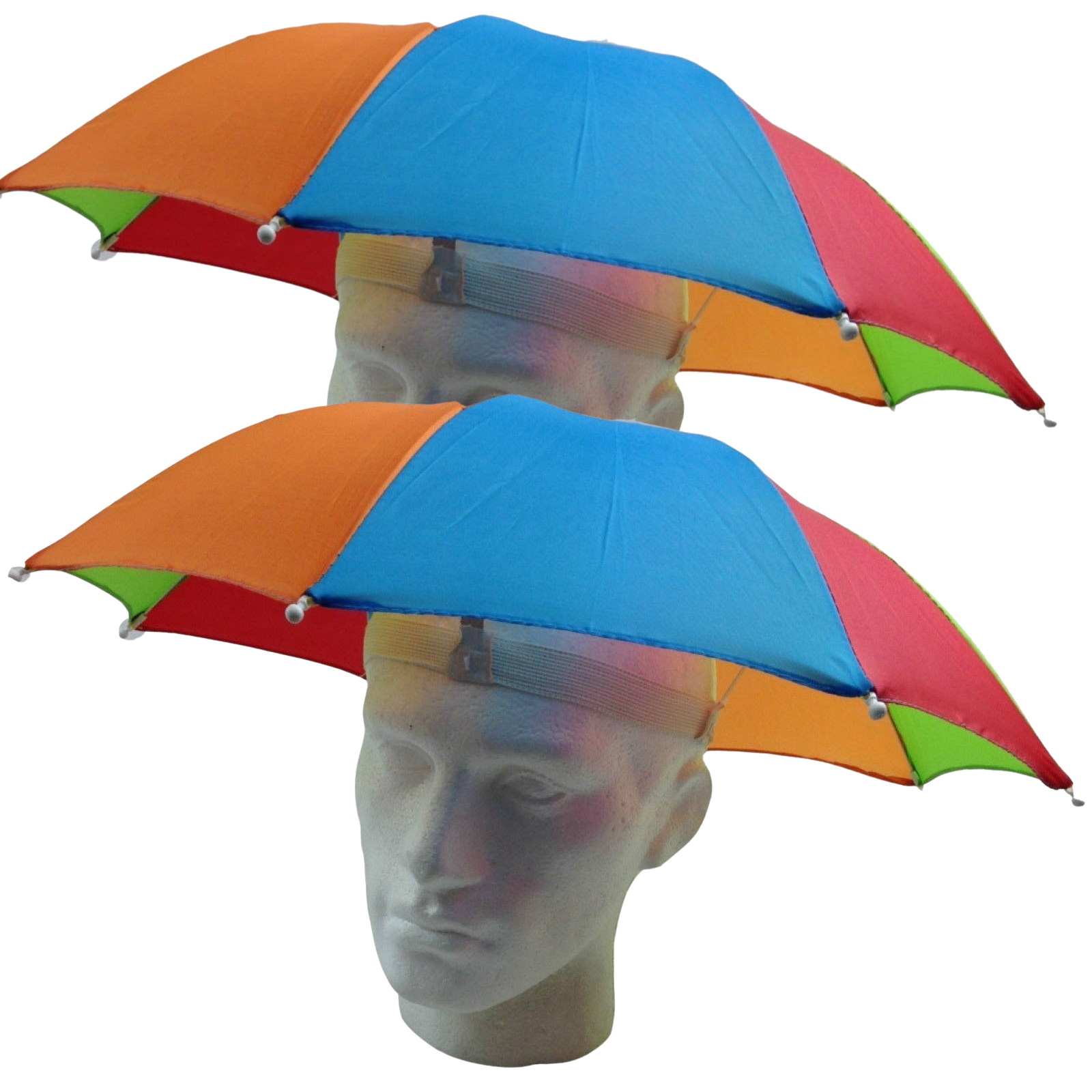 2x RAINBOW UMBRELLA HAT Rain Beach Sun Rain Cap Costume Camping Fishing Hunting V563-BR-RBUMBRLAHAT-2
