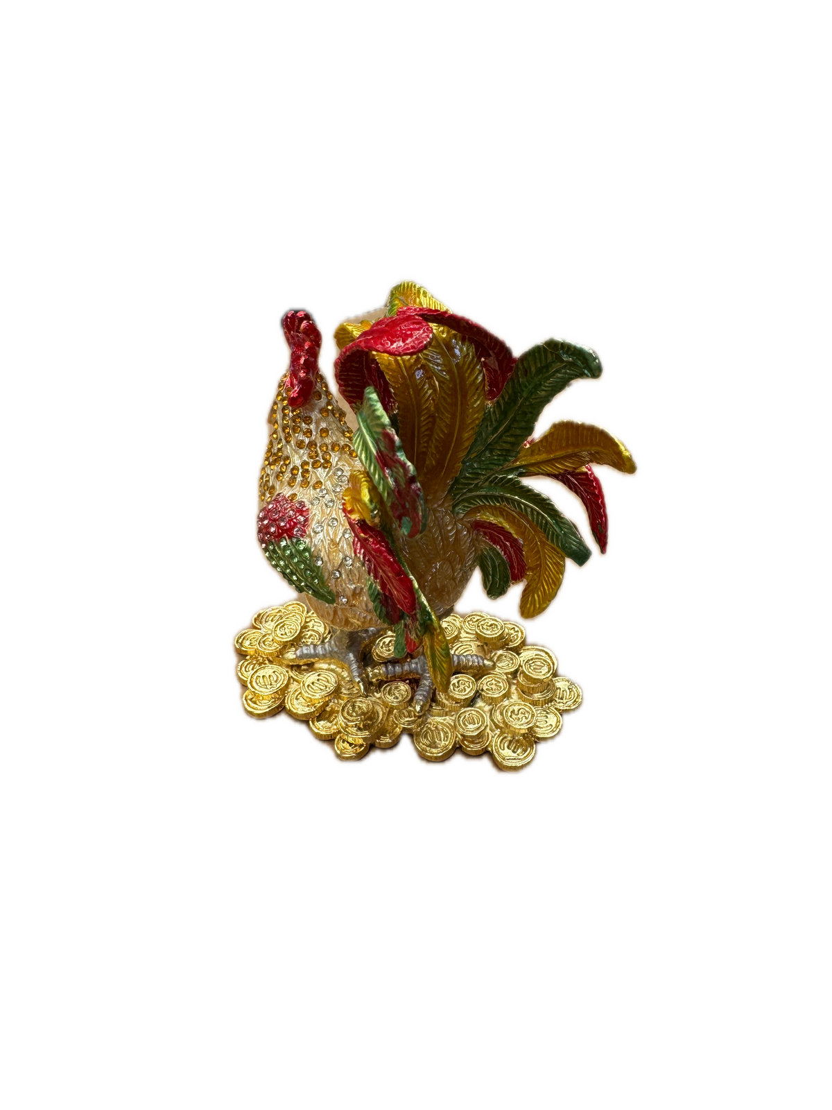 ROOSTER TRINKET JEWELLERY BOX Figurine Home Decor Ornament Chicken Jewelled V563-BR-ROOSTERTRI-JEWLBOX