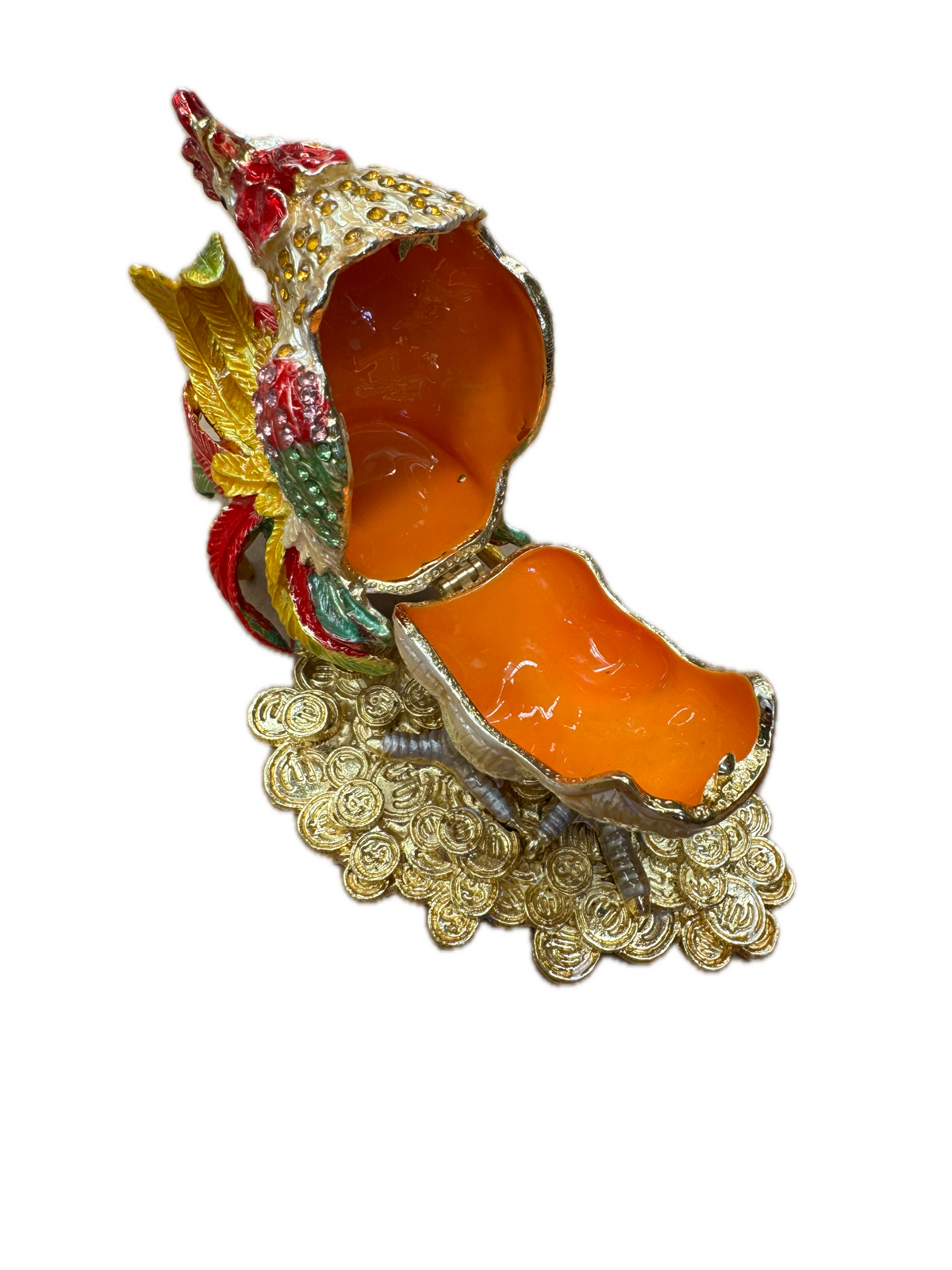 ROOSTER TRINKET JEWELLERY BOX Figurine Home Decor Ornament Chicken Jewelled V563-BR-ROOSTERTRI-JEWLBOX
