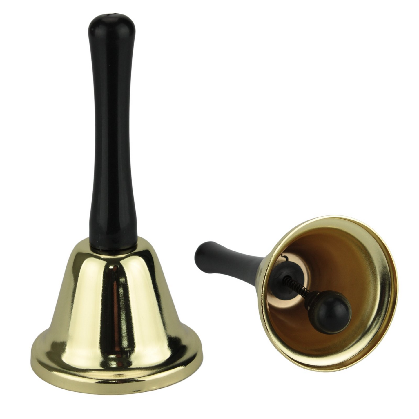 SANTA BELL Jingle Claus Wooden Handle Bells Rattles Christmas Xmas - Gold V563-BR-SANTAB-GLD