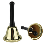 SANTA BELL Jingle Claus Wooden Handle Bells Rattles Christmas Xmas - Gold V563-BR-SANTAB-GLD