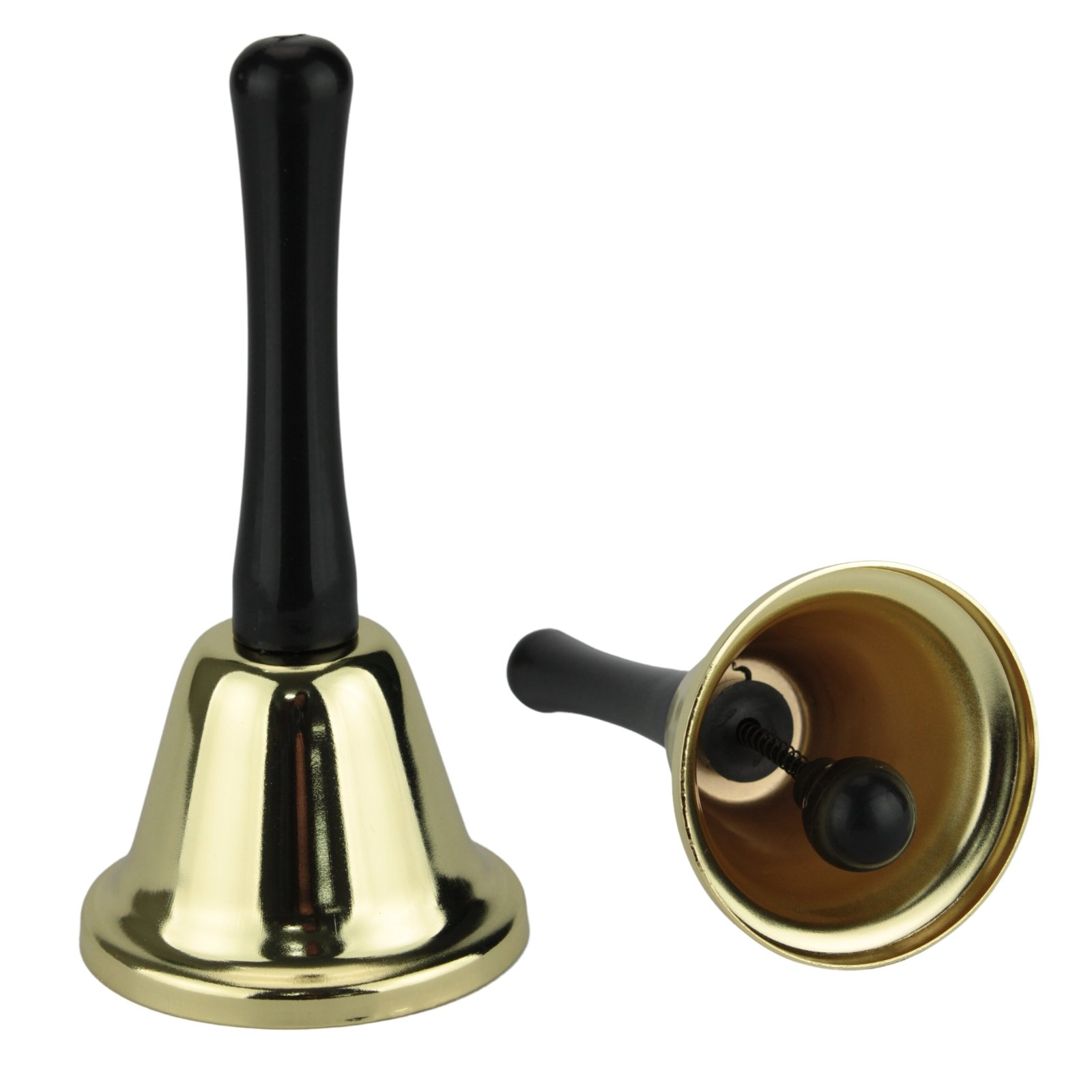 SANTA BELL Jingle Claus Wooden Handle Bells Rattles Christmas Xmas - Gold V563-BR-SANTAB-GLD
