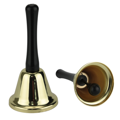 SANTA BELL Jingle Claus Wooden Handle Bells Rattles Christmas Xmas - Gold V563-BR-SANTAB-GLD