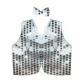 Mens SEQUIN VEST Dance Costume Party Coat Disco Accessory Sparkle Waistcoat - Silver V563-BR-SEQ-BOWTIEVEST-SILVER