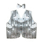 Mens SEQUIN VEST Dance Costume Party Coat Disco Accessory Sparkle Waistcoat - Silver V563-BR-SEQ-BOWTIEVEST-SILVER