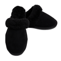 Sheepskin Wool Womens Slippers Scuffs Slip On Winter Ugg Slippers in Black - 8