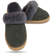 Sheepskin Wool Womens Slippers Scuffs Slip On Winter Ugg Slippers in Grey - 6