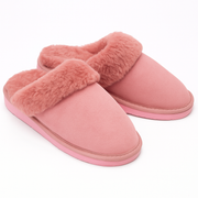 Sheepskin Wool Womens Slippers Scuffs Slip On Winter Ugg Slippers in Pink - 9
