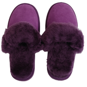 Sheepskin Wool Womens Slippers Scuffs Slip On Winter Ugg Slippers in Purple - 7
