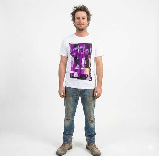 100% Cotton T-Shirt with Print Design Slim Fit Basic Tee Top in White - M V563-BR-SHIRTWPRINT-WHT-M