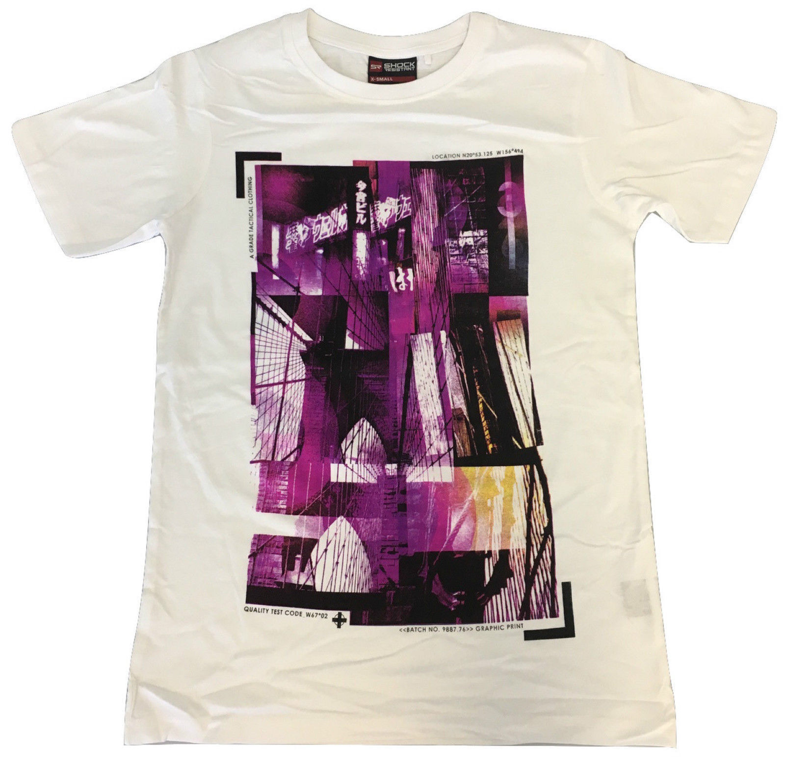 100% Cotton T-Shirt with Print Design Slim Fit Basic Tee Top in White - M V563-BR-SHIRTWPRINT-WHT-M