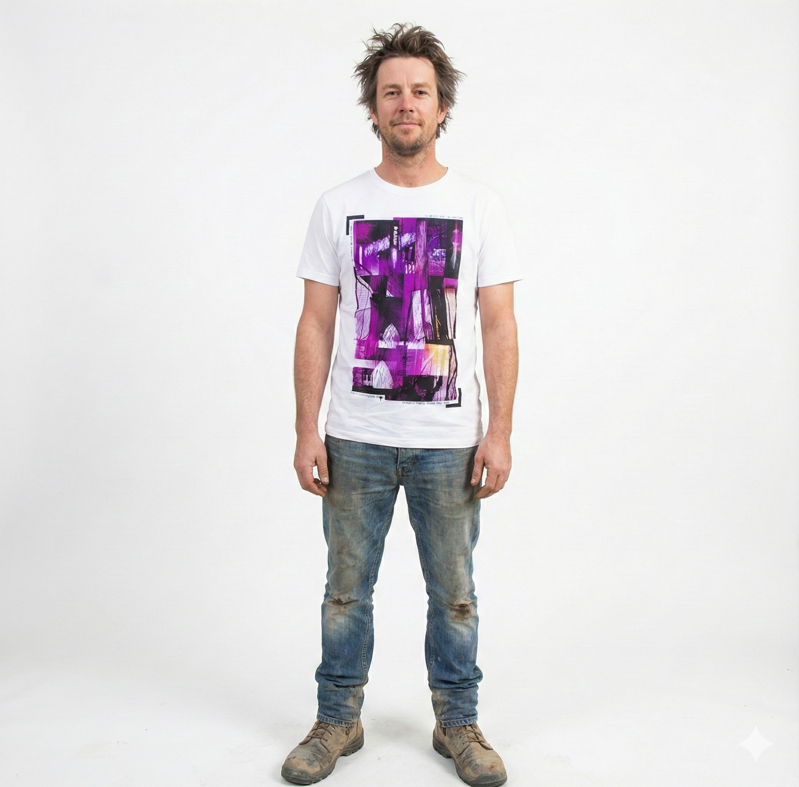 100% Cotton T-Shirt with Print Design Slim Fit Basic Tee Top in White - S V563-BR-SHIRTWPRINT-WHT-S