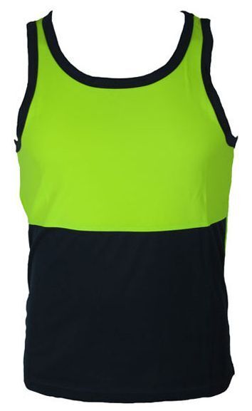 Hi Vis SINGLET Work Wear Safety Tank Top Fluro Micro Mesh UPF50+ High Visibility - Lime - XX-Large V563-BR-SINGLET-LME-XXL