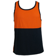 Hi Vis SINGLET Work Wear Safety Tank Top Fluro Micro Mesh UPF50+ High Visibility - Orange - XX-Large V563-BR-SINGLET-ORNG-XXL