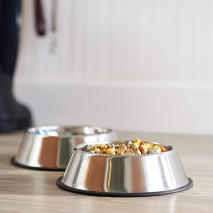 Non Slip Stainless Steel Dog Bowl Pet Cat Water Food Feeder Portable Puppy Dish - Large (500ml) V563-BR-SSBOWL-L