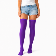 Over Knee Stay Up Stockings Hosiery Party Costume Socks - Plain Purple