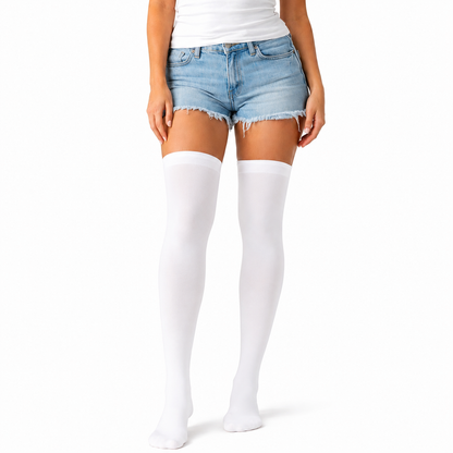 Over Knee Stay Up Stockings Hosiery Party Costume Socks - Plain White V563-BR-SUOTKSOCKS-PLNWHT