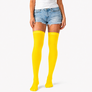 Over Knee Stay Up Stockings Hosiery Party Costume Socks - Plain Yellow