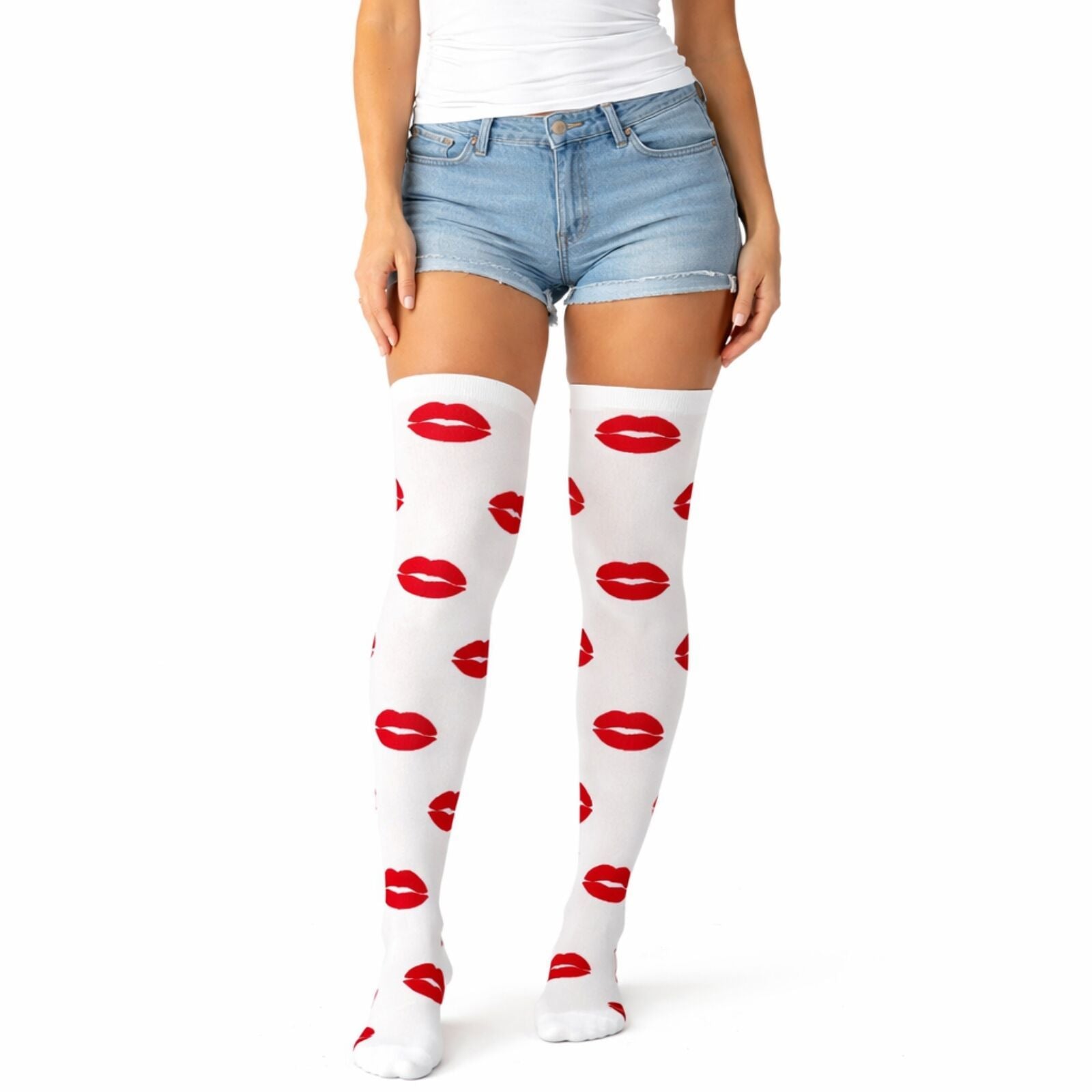 Over Knee Stay Up Stockings Hosiery Party Costume Socks - Lips V563-BR-SUOTKSOCKS1-LIPS