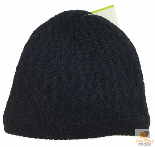 Wool Insulated Patterned Beanie Ski Thermal Insulation Hat Knit Wool - Navy V563-BR-SWHAT-NAVY