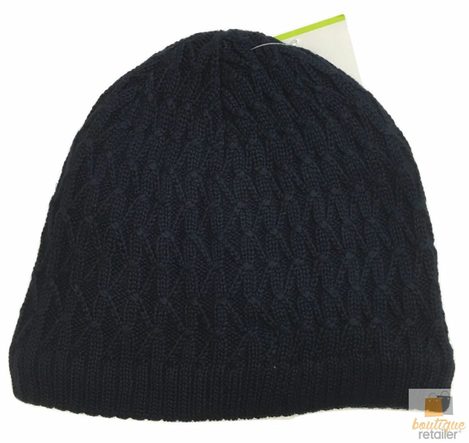 Wool Insulated Patterned Beanie Ski Thermal Insulation Hat Knit Wool - Navy V563-BR-SWHAT-NAVY