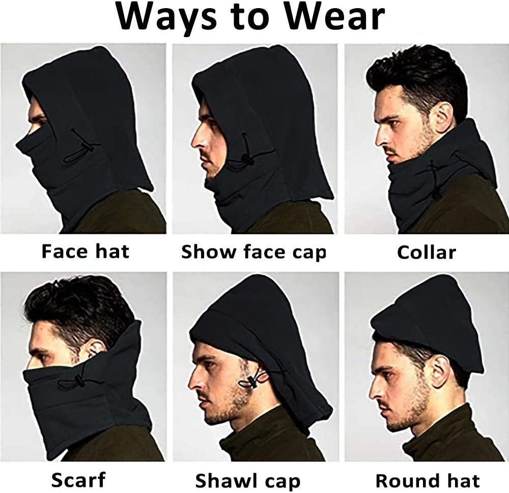 Thermal Fleece Balaclava Face Mask Beanie Hat Ski Snowboard Motorbike - Black V563-BR-THFLHAT-BLK