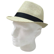 TRILBY HAT Fedora 100% Paper Straw Plain Party Costume Detective Gangster Cap V563-BR-TRLBYHAT-FED