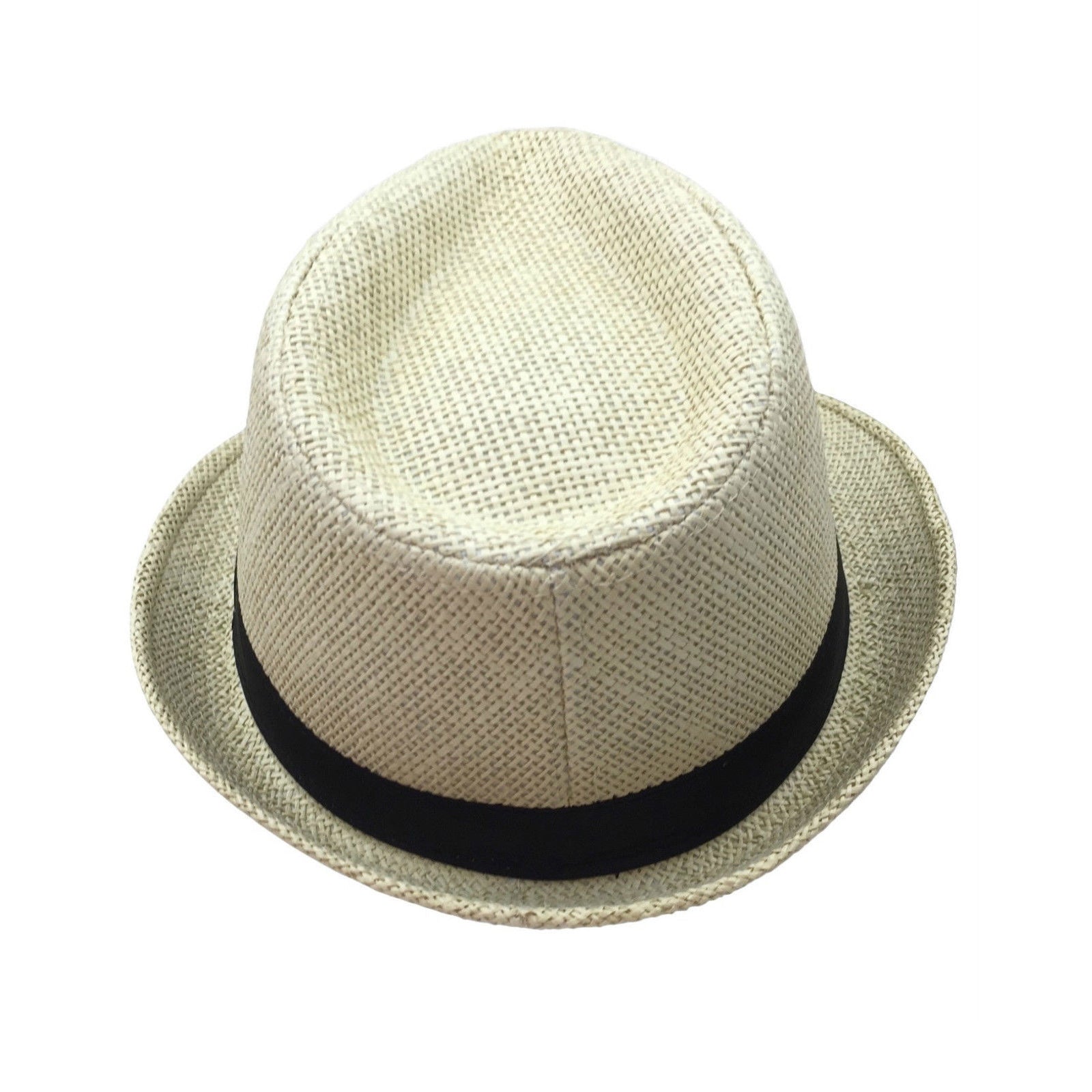TRILBY HAT Fedora 100% Paper Straw Plain Party Costume Detective Gangster Cap V563-BR-TRLBYHAT-FED
