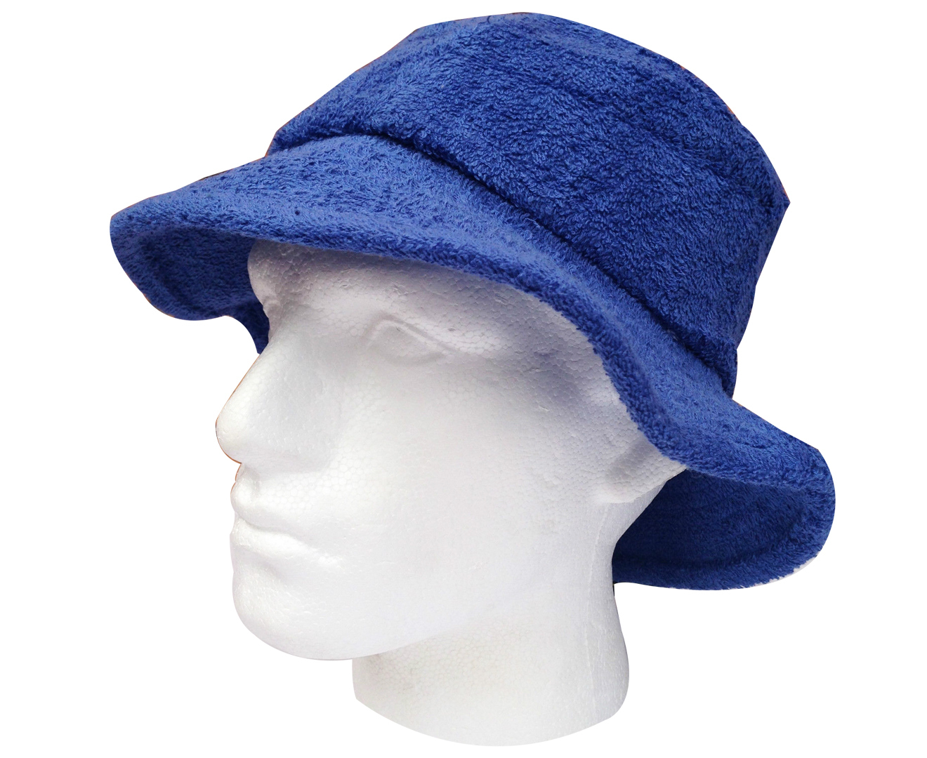 100% Cotton Terry Towelling Bucket Hat Daggy Fishing Camping Lad Cap in Blue - Large