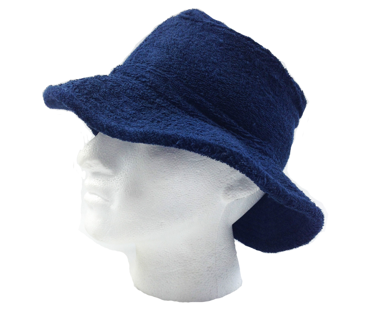 100% Cotton Terry Towelling Bucket Hat Daggy Fishing Camping Lad Cap in Navy Blue - Small V563-BR-TTOWBUCKHAT-NVY-S