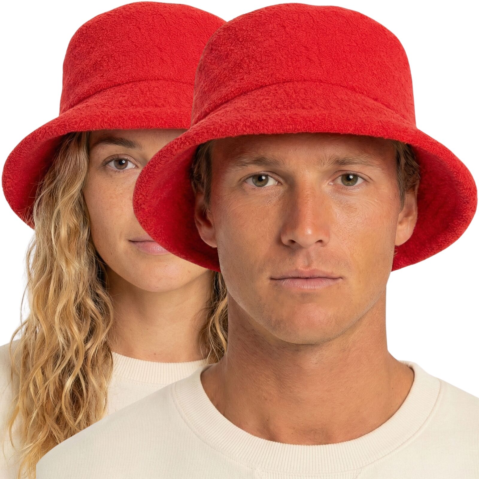 100% Cotton Terry Towelling Bucket Hat Daggy Fishing Camping Lad Cap in Red - X-Large