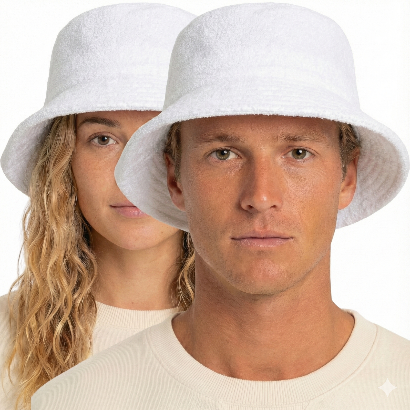 100% Cotton Terry Towelling Bucket Hat Daggy Fishing Camping Lad Cap in White - XXL V563-BR-TTOWBUCKHAT-WHT-XXL