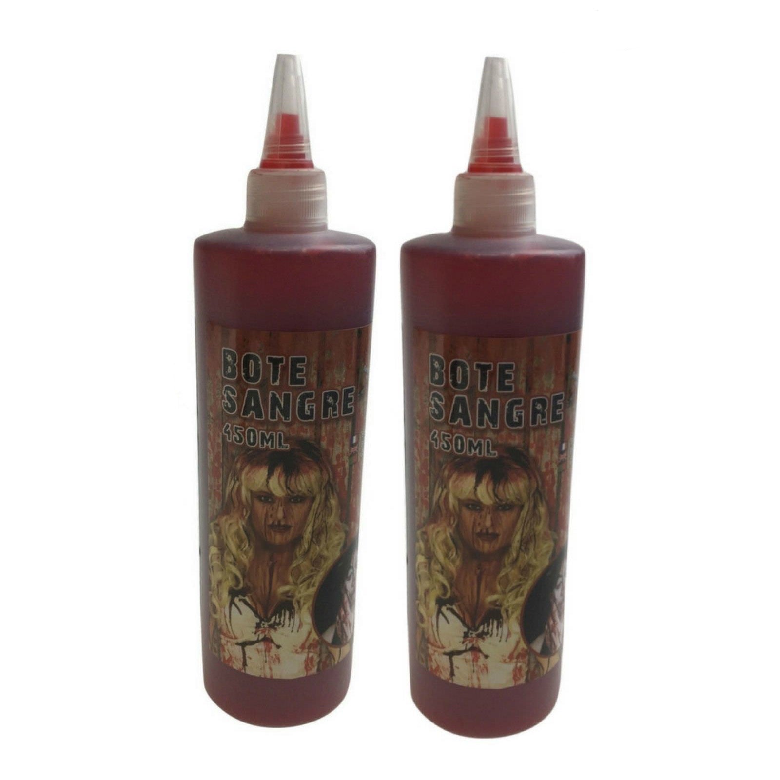 2x 450ml Bottle Vampire FAKE BLOOD Zombie Halloween Red Make Up Gel Cream Horror V563-BR-VAMPFKEBLD-2-450