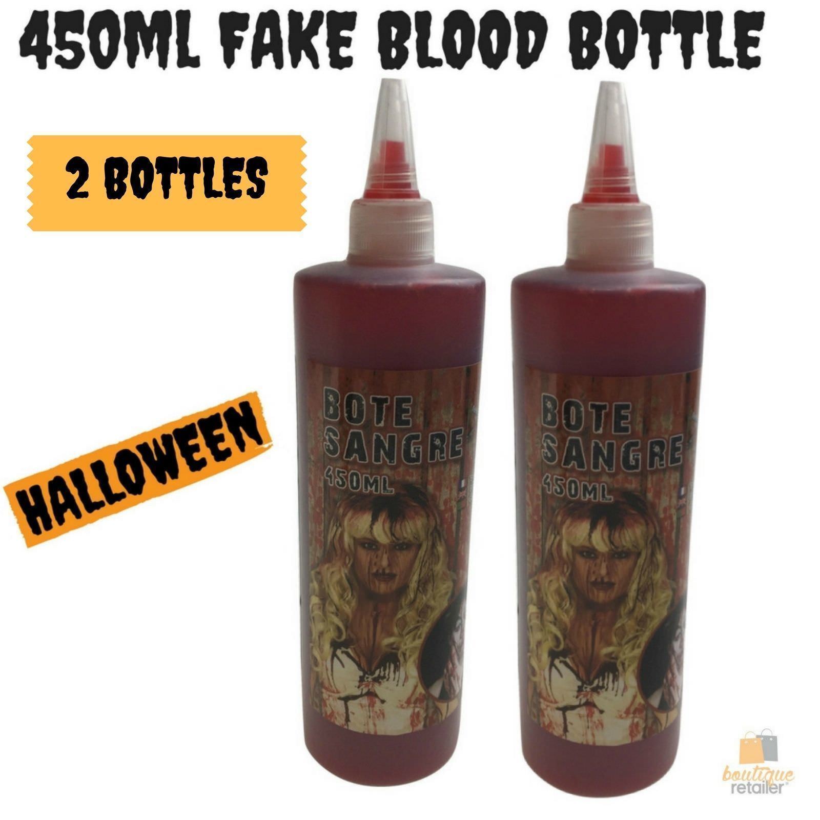 2x 450ml Bottle Vampire FAKE BLOOD Zombie Halloween Red Make Up Gel Cream Horror V563-BR-VAMPFKEBLD-2-450