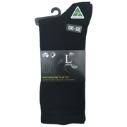 AUSTRALIAN MADE Wool Loose Top Socks Wide Top Comfort High Quality Tough Toe - Black - 6-10 V563-BR-WLSESCK-AU-BLK-6-10