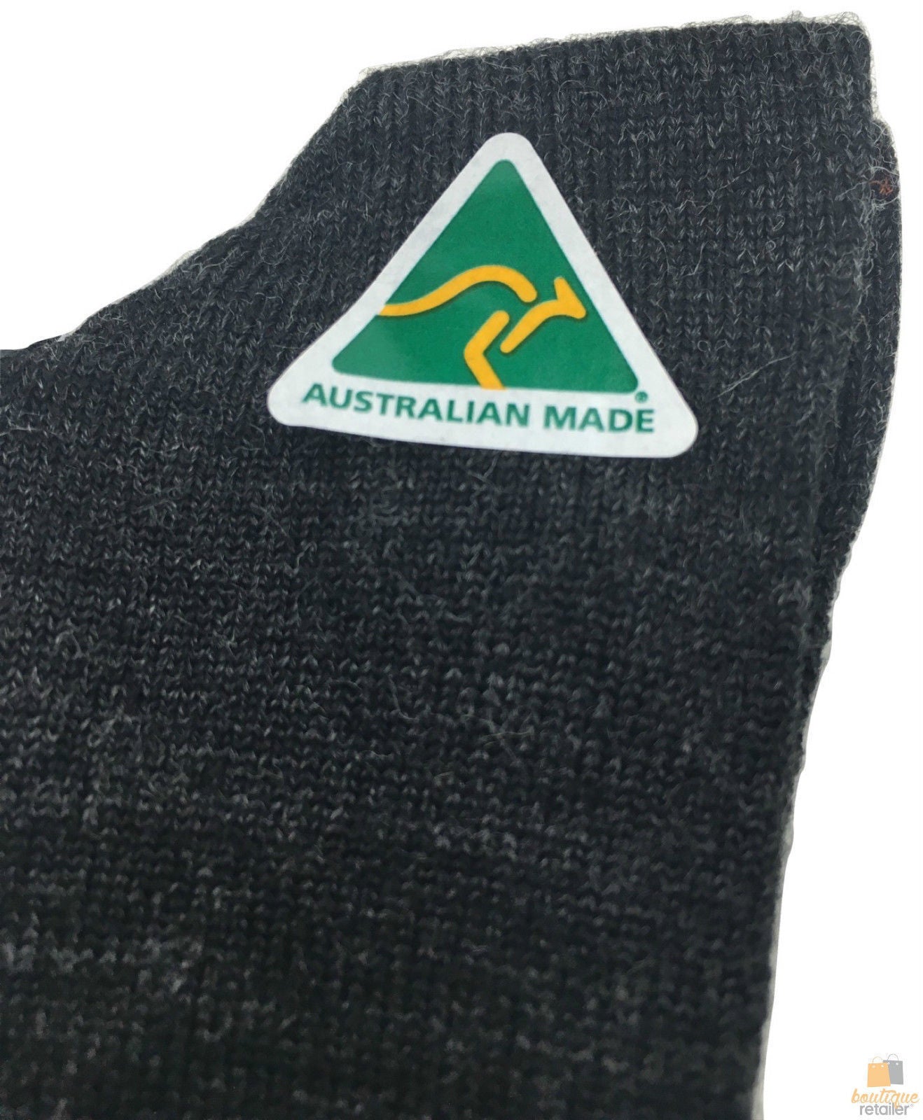 AUSTRALIAN MADE Wool Loose Top Socks Wide Top Comfort High Quality Tough Toe - Charcoal - 6-10 V563-BR-WLSESCK-AU-CH-6-10