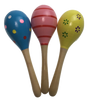 3x WOODEN MARACAS Musical Egg Percussion Toy Shakers Rattles Rumba Party V563-BR-WOODNMARACS-3