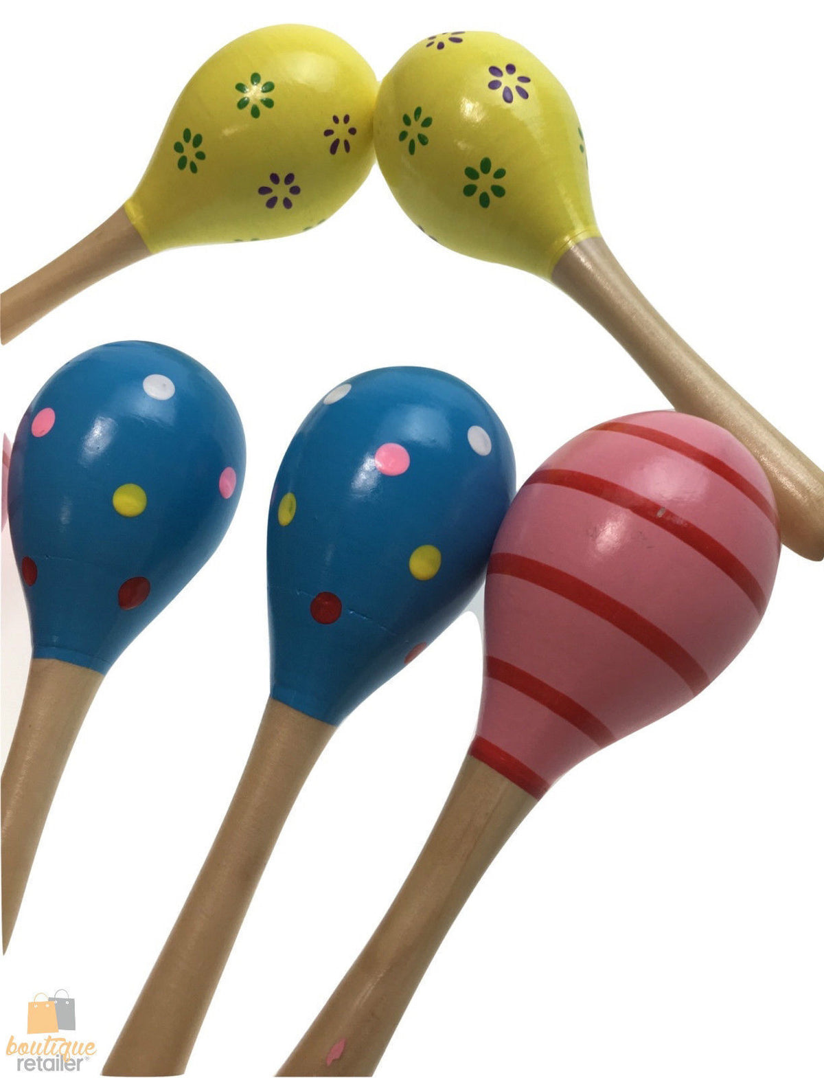 6x WOODEN MARACAS Musical Egg Percussion Toy Shakers Rattles Rumba Party BULK V563-BR-WOODNMARACS-6