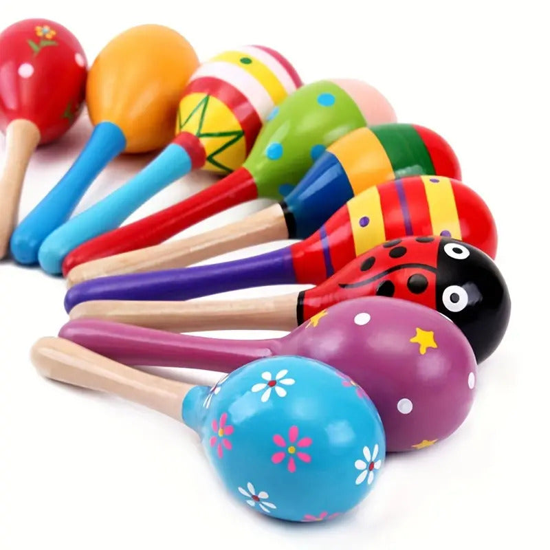 6x WOODEN MARACAS Musical Egg Percussion Toy Shakers Rattles Rumba Party BULK V563-BR-WOODNMARACS-6