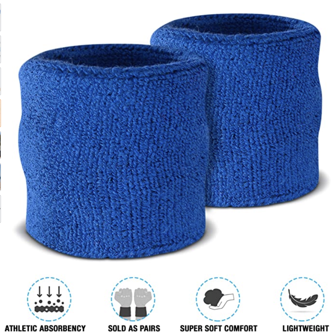 WRISTBAND & HEADBAND SET Tennis Terry Towelling Cotton Sweat Band Team Gym - Blue V563-BR-WRISTXHBSET-BLU