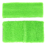 WRISTBAND & HEADBAND SET Tennis Terry Towelling Cotton Sweat Band - Fluro Light Green V563-BR-WRISTXHBSET-FLUROGREEN