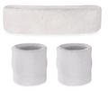 WRISTBAND & HEADBAND SET Tennis Terry Towelling Cotton Sweat Band Team Gym - White V563-BR-WRISTXHBSET-WHT