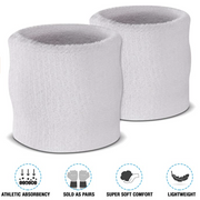 WRISTBAND & HEADBAND SET Tennis Terry Towelling Cotton Sweat Band Team Gym - White V563-BR-WRISTXHBSET-WHT