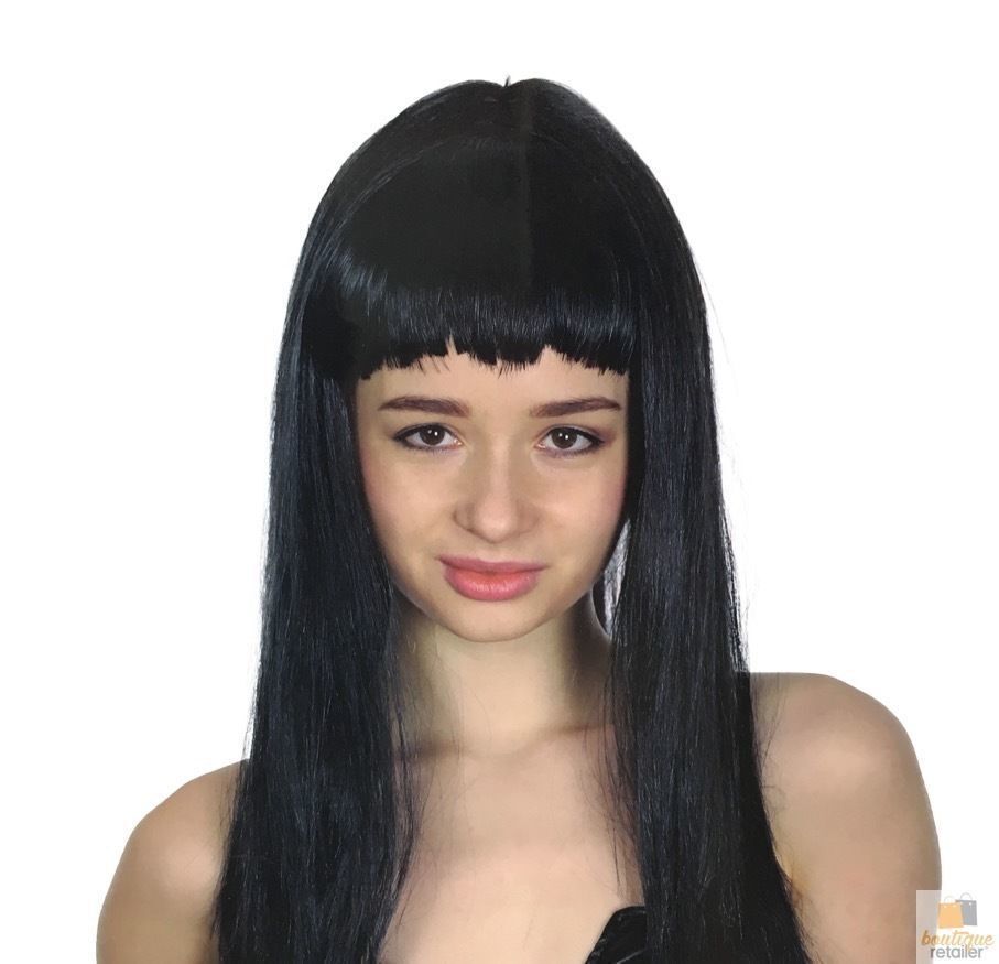 LONG WIG Straight Party Hair Costume Fringe Cosplay Fancy Dress 70cm Womens - Black (22450) V563-BR-WSLWIG-BLK_22450