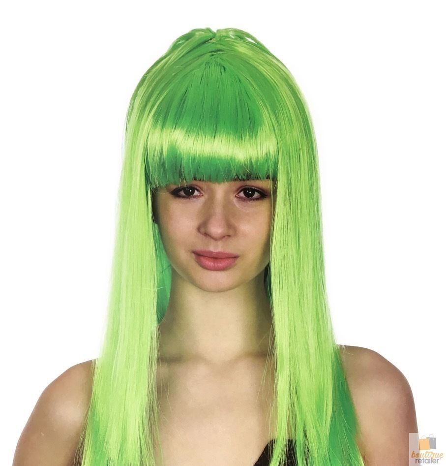 LONG WIG Straight Party Hair Costume Fringe Cosplay Fancy Dress 70cm Womens - Green (22460) V563-BR-WSLWIG-GRN_22460