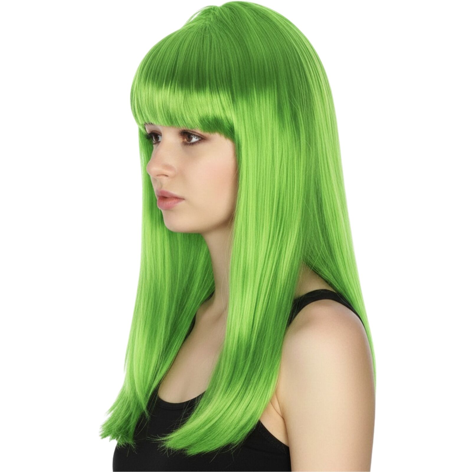LONG WIG Straight Party Hair Costume Fringe Cosplay Fancy Dress 70cm Womens - Green (22460) V563-BR-WSLWIG-GRN_22460