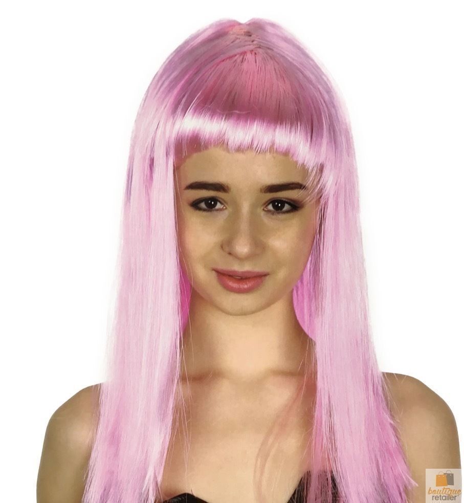 LONG WIG Straight Party Hair Costume Fringe Cosplay Fancy Dress 70cm Womens - Light Pink (22454) V563-BR-WSLWIG-LPNK_22454